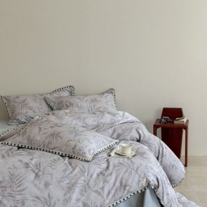 Pure Cotton Home Textile Brushed Lace Edge 4PCS Floral Printing Duvet Cover Bed Sheets Bedding Set