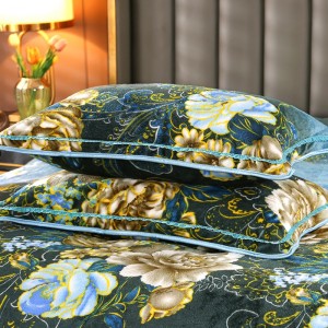 Winter warm green flannel 4pcs home textiles printing comforter duvet cover bedding set wholesaler