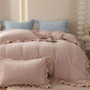 Winter Warm Milk Velvet Jacquard Comforter Quilt Cover Set Skin-friendly Bed Sheet Bedding Set