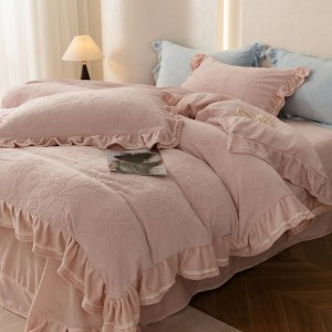 Winter Warm Milk Velvet Jacquard Comforter Quilt Cover Set Skin-friendly Bed Sheet Bedding Set