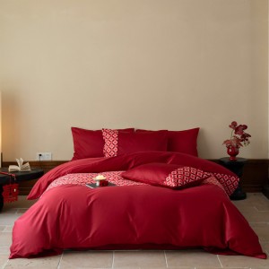 Red 100S long staple cotton home textile printing duvet cover bedding set supplier
