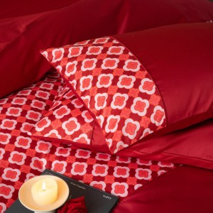 Red 100S long staple cotton home textile printing duvet cover bedding set supplier