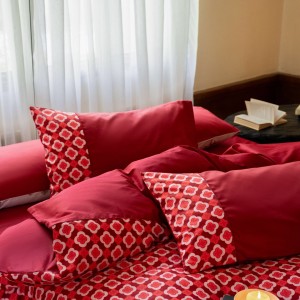 Red 100S long staple cotton home textile printing duvet cover bedding set supplier