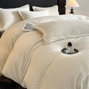 New milk velvet jacquard duvet cover white bed sheets winter bedding set
