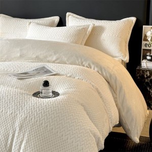 New milk velvet jacquard duvet cover white bed sheets winter bedding set