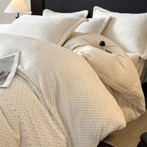 New milk velvet jacquard duvet cover white bed sheets winter bedding set