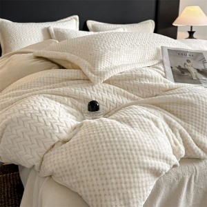 New milk velvet jacquard duvet cover white bed sheets winter bedding set