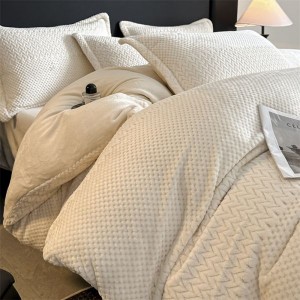 New milk velvet jacquard duvet cover white bed sheets winter bedding set
