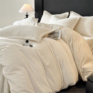 New milk velvet jacquard duvet cover white bed sheets winter bedding set