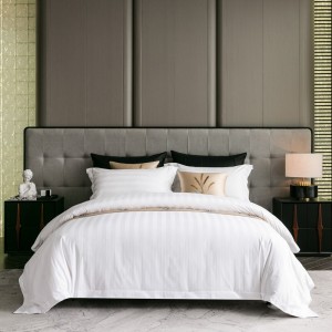 White 100% Cotton White Satin Hotel Textiles 4 Stars Jacquard Home Hotel Textiles Bedding Set Supplier