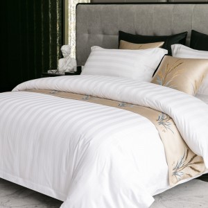 White 100% Cotton White Satin Hotel Textiles 4 Stars Jacquard Home Hotel Textiles Bedding Set Supplier