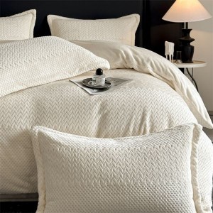 New milk velvet jacquard duvet cover white bed sheets winter bedding set