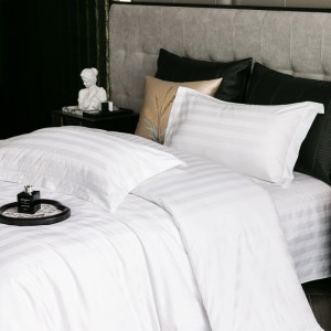 White 100% Cotton White Satin Hotel Textiles 4 Stars Jacquard Home Hotel Textiles Bedding Set Supplier