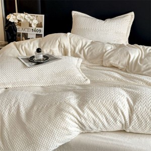 New milk velvet jacquard duvet cover white bed sheets winter bedding set