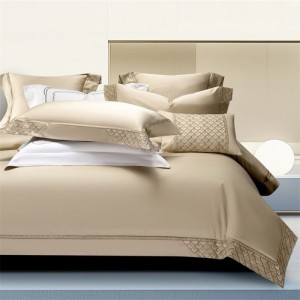 500TC Long Staple Cotton High Luxury Gold Duvet Cover Flat Sheet Queen King Bedding Set