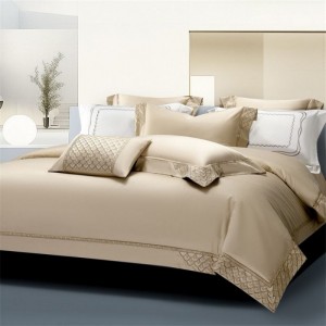 500TC Long Staple Cotton High Luxury Gold Duvet Cover Flat Sheet Queen King Bedding Set