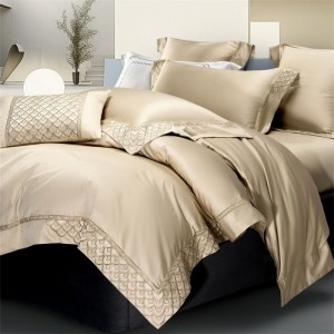 500TC Long Staple Cotton High Luxury Gold Duvet Cover Flat Sheet Queen King Bedding Set