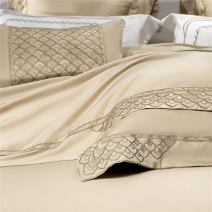 500TC Long Staple Cotton High Luxury Gold Duvet Cover Flat Sheet Queen King Bedding Set