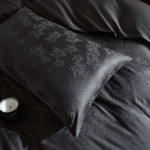 Luxury 500TC Long Staple Cotton Stain Jacquard Duvet Quilt Cover Black Bed Sheets Bedding Set