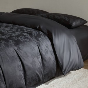 Luxury 500TC Long Staple Cotton Stain Jacquard Duvet Quilt Cover Black Bed Sheets Bedding Set
