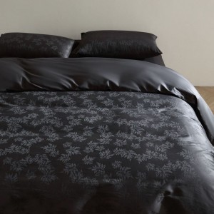Luxury 500TC Long Staple Cotton Stain Jacquard Duvet Quilt Cover Black Bed Sheets Bedding Set