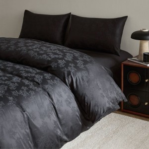 Luxury 500TC Long Staple Cotton Stain Jacquard Duvet Quilt Cover Black Bed Sheets Bedding Set