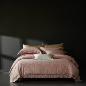 High Class Pink 500TC Lyocell Cotton Yarn-dyed Jacquard 4PCS Bedding Set