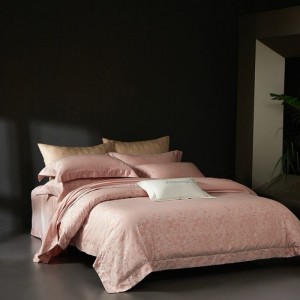 High Class Pink 500TC Lyocell Cotton Yarn-dyed Jacquard 4PCS Bedding Set