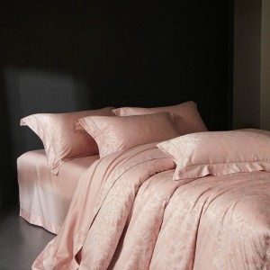 High Class Pink 500TC Lyocell Cotton Yarn-dyed Jacquard 4PCS Bedding Set
