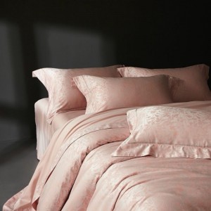 High Class Pink 500TC Lyocell Cotton Yarn-dyed Jacquard 4PCS Bedding Set