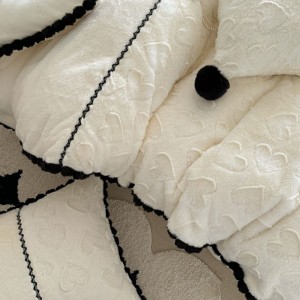 Light luxury rabbit plush high weight winter warm splicing kit thickened milk plush four-piece bedding set