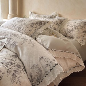 Cotton Sanding Printing Comforter Quilt Cover Bed Sheet Floral Printing Bedding Set