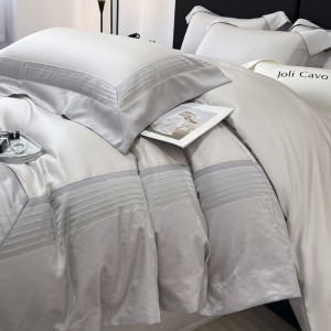 A Class Stain Jacquard Long Staple Cotton Duvet Cover 4PCS Home Textile Light Gray Bed Sheets Bedding Set