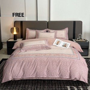 Thickened Cotton Digital Printing Duvet Quilt Cover Pink Bed Sheets 4PCS Bedding Set