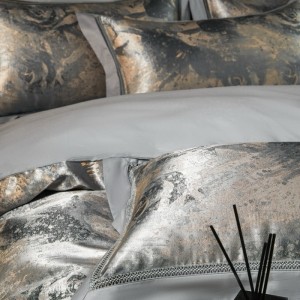 High End Stain Jacquard Duvet Cover Bed Sheets Long Staple Cotton Silver Bedding Set