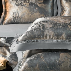 High End Stain Jacquard Duvet Cover Bed Sheets Long Staple Cotton Silver Bedding Set
