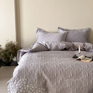 100S Pure Cotton Embroidery Quilt Cover Quilted Bed Cover Queen King Bedspread Purple Bedding Set