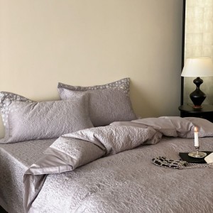 100S Pure Cotton Embroidery Quilt Cover Quilted Bed Cover Queen King Bedspread Purple Bedding Set