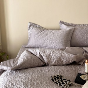 100S Pure Cotton Embroidery Quilt Cover Quilted Bed Cover Queen King Bedspread Purple Bedding Set