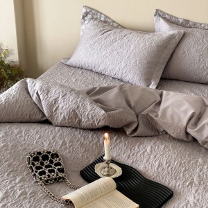 100S Pure Cotton Embroidery Quilt Cover Quilted Bed Cover Queen King Bedspread Purple Bedding Set