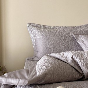 100S Pure Cotton Embroidery Quilt Cover Quilted Bed Cover Queen King Bedspread Purple Bedding Set