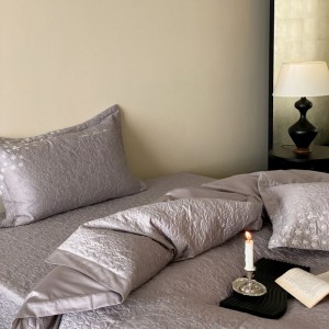 100S Pure Cotton Embroidery Quilt Cover Quilted Bed Cover Queen King Bedspread Purple Bedding Set