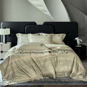 100S Long Staple Cotton Striped Jacquard Comforter Quilt Cover Green Bed Sheets Home Textile Bedding Set