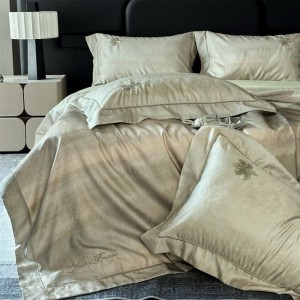 100S Long Staple Cotton Striped Jacquard Comforter Quilt Cover Green Bed Sheets Home Textile Bedding Set