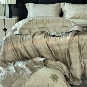 100S Long Staple Cotton Striped Jacquard Comforter Quilt Cover Green Bed Sheets Home Textile Bedding Set