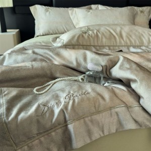 100S Long Staple Cotton Striped Jacquard Comforter Quilt Cover Green Bed Sheets Home Textile Bedding Set