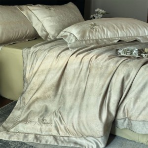 100S Long Staple Cotton Striped Jacquard Comforter Quilt Cover Green Bed Sheets Home Textile Bedding Set