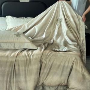 100S Long Staple Cotton Striped Jacquard Comforter Quilt Cover Green Bed Sheets Home Textile Bedding Set