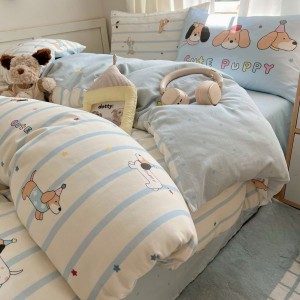 40S Pure Cotton Bed Sheet Cartoon Printing Duvet Cover 128*68 Cotton Bedding Set For Kids
