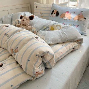 40S Pure Cotton Bed Sheet Cartoon Printing Duvet Cover 128*68 Cotton Bedding Set For Kids